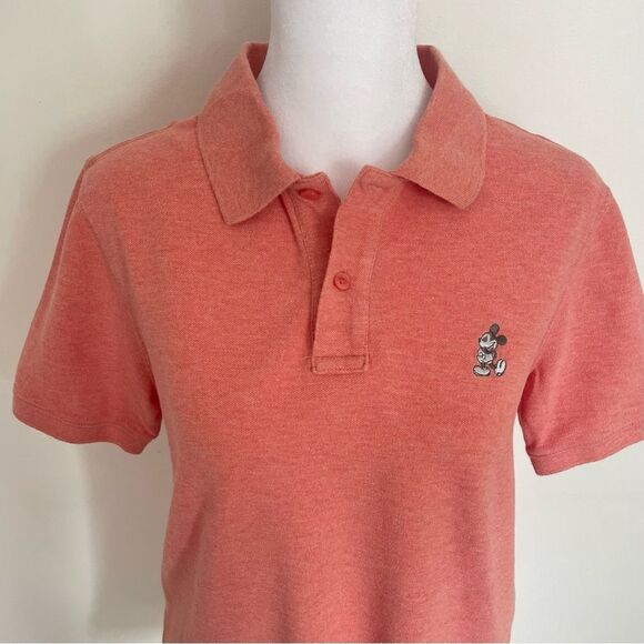 Disney Parks Coral With Embroidered Mickey Relaxed Fit Polo Shirt Size Small - Picture 2 of 6